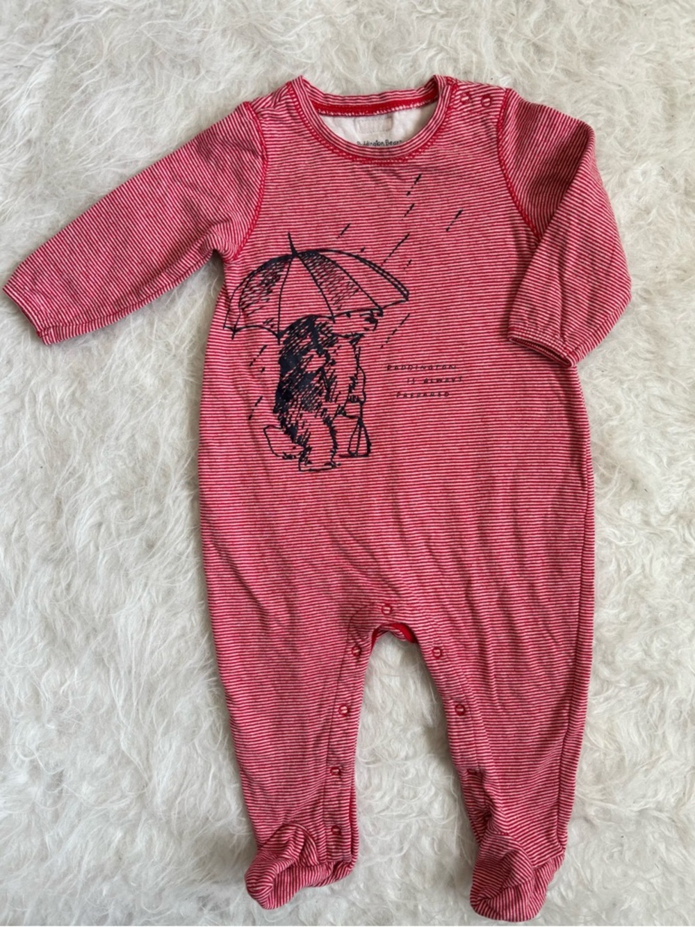 GAP Paddington Bear Red Striped Baby Footie